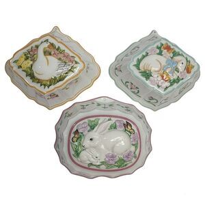 3 - Le Cordon Bleu Franklin Mint Bunny/Rabbit Goose & Lamb Ceramic Wall Molds